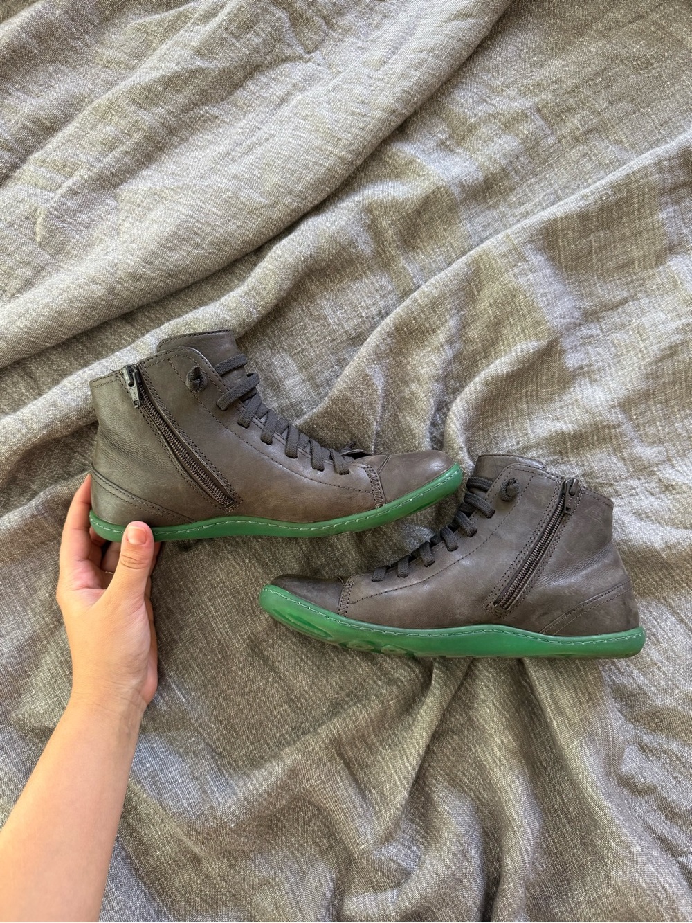 Camper Women's Peu Cami Ankle Boots Brown Size 37 US 6.5 Outsole Green